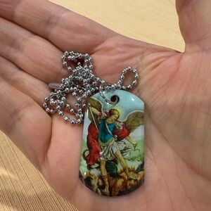 First Responders Saint Michael Dog Tag Necklace with 22” long ball Chain